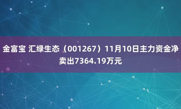 金富宝 汇绿生态（001267）11月10日主力资金净卖出7364.19万元